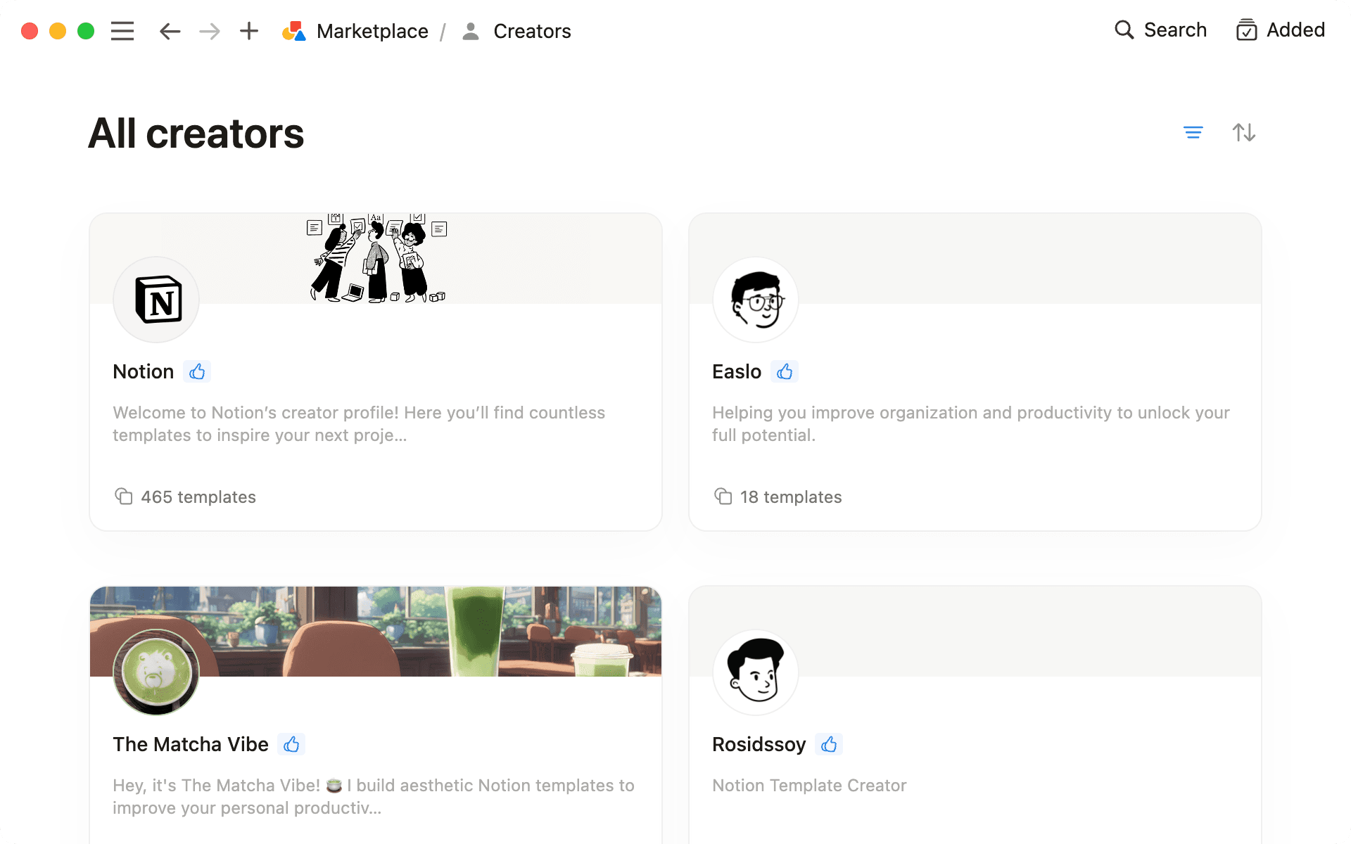 Explora una selección de creadores en Marketplace para encontrar tu nicho