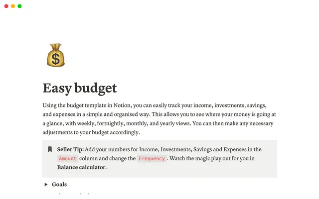 Easy budget