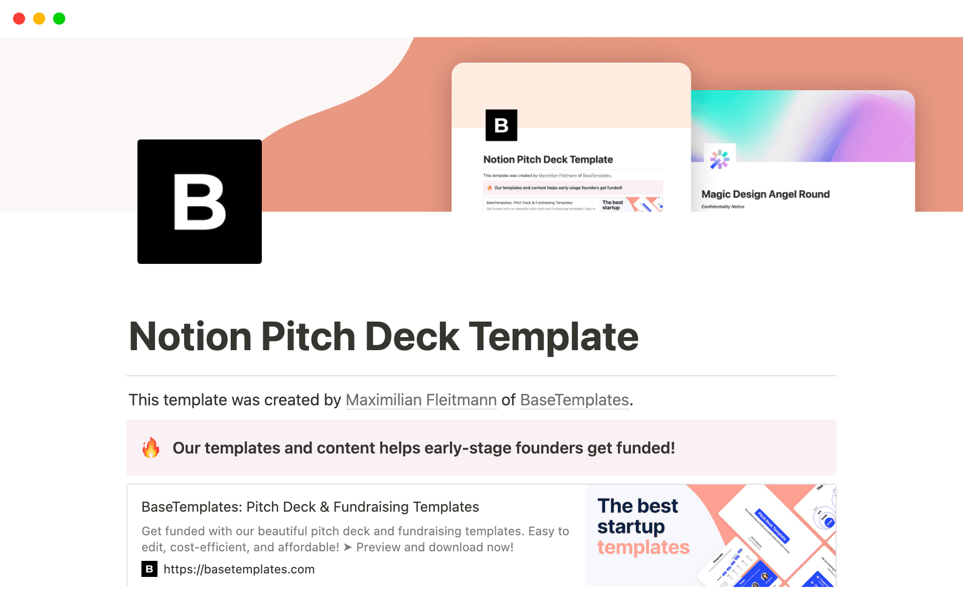 Vista previa de una plantilla para Pitch Deck Template