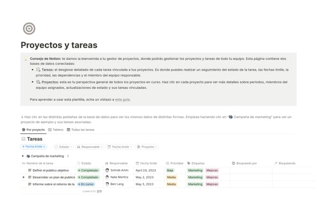 Proyectos y tareas